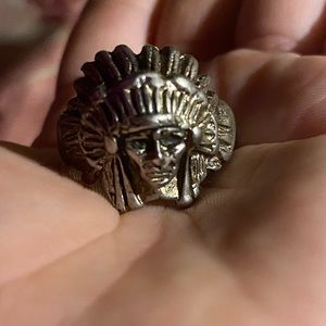 native american chief silver ring